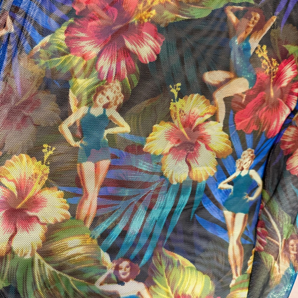 Kathy Ireland Tropical Pin Up Girl Mesh Swim Cover Up Pants Size L - Picture 6 of 9